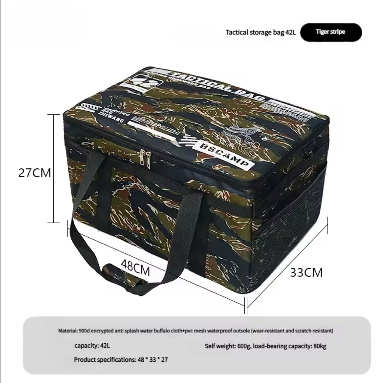 Bolsa de almacenamiento táctica para acampada y supervivencia.