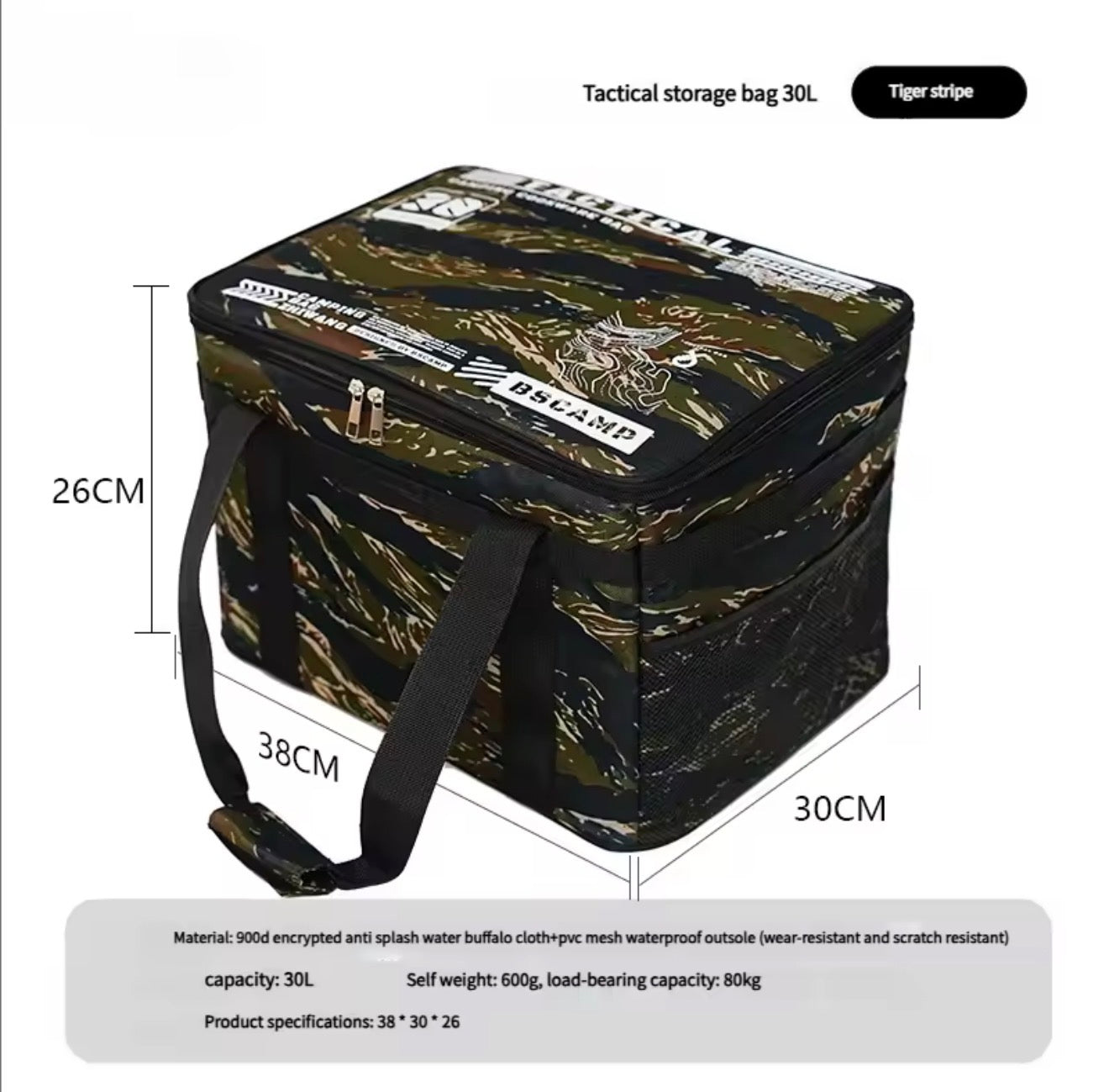 Bolsa de almacenamiento táctica para acampada y supervivencia.