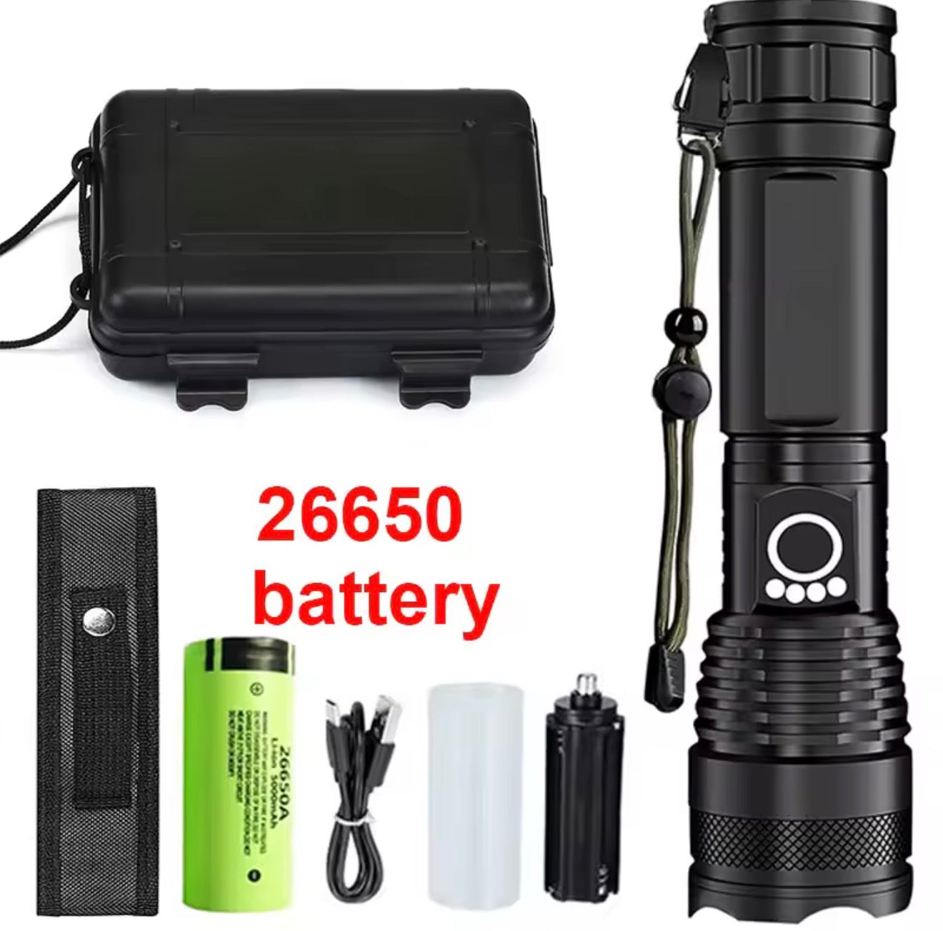 Linterna Táctica LED Recargable de Alta Potencia – Linterna de Emergencia y Supervivencia