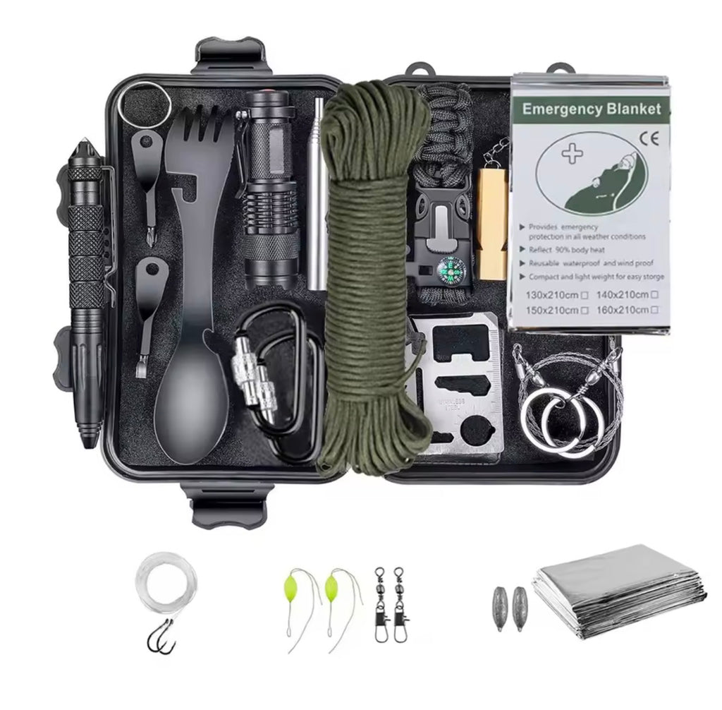 Kit de Supervivencia Multifunción – Herramientas de Emergencia para Camping, Senderismo y Aventuras
