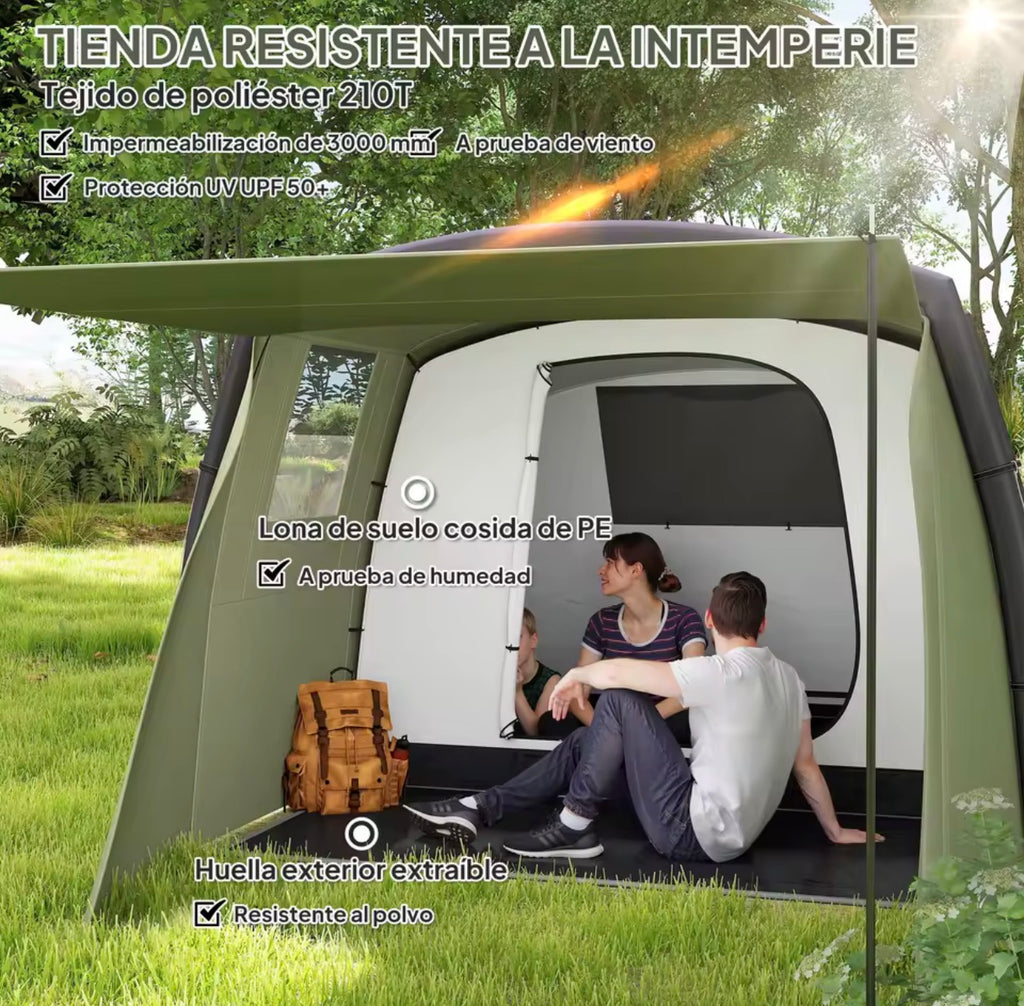 Tienda de Campaña Inflable Familiar Tipo Túnel para 3–6 Personas