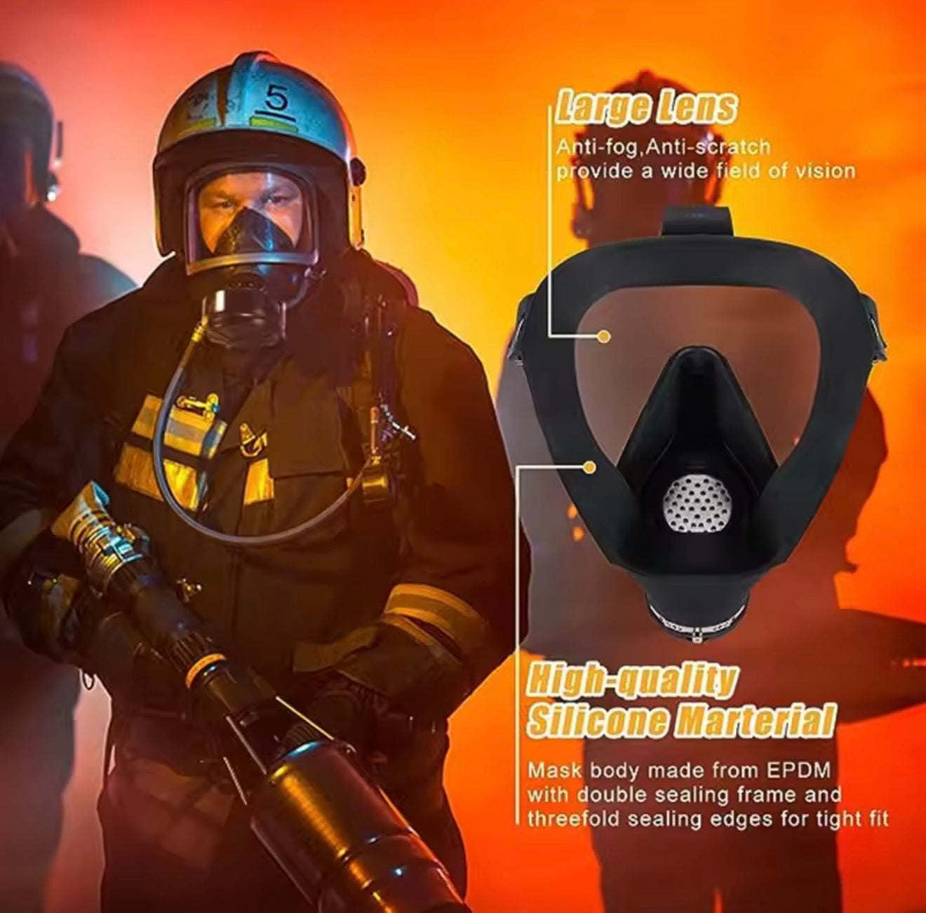 Máscara de gas tipo MF14 - Máscara facial completa, filtro respirador químico, máscara de estimulación de autoabsorción, protección contra la contaminación nuclear