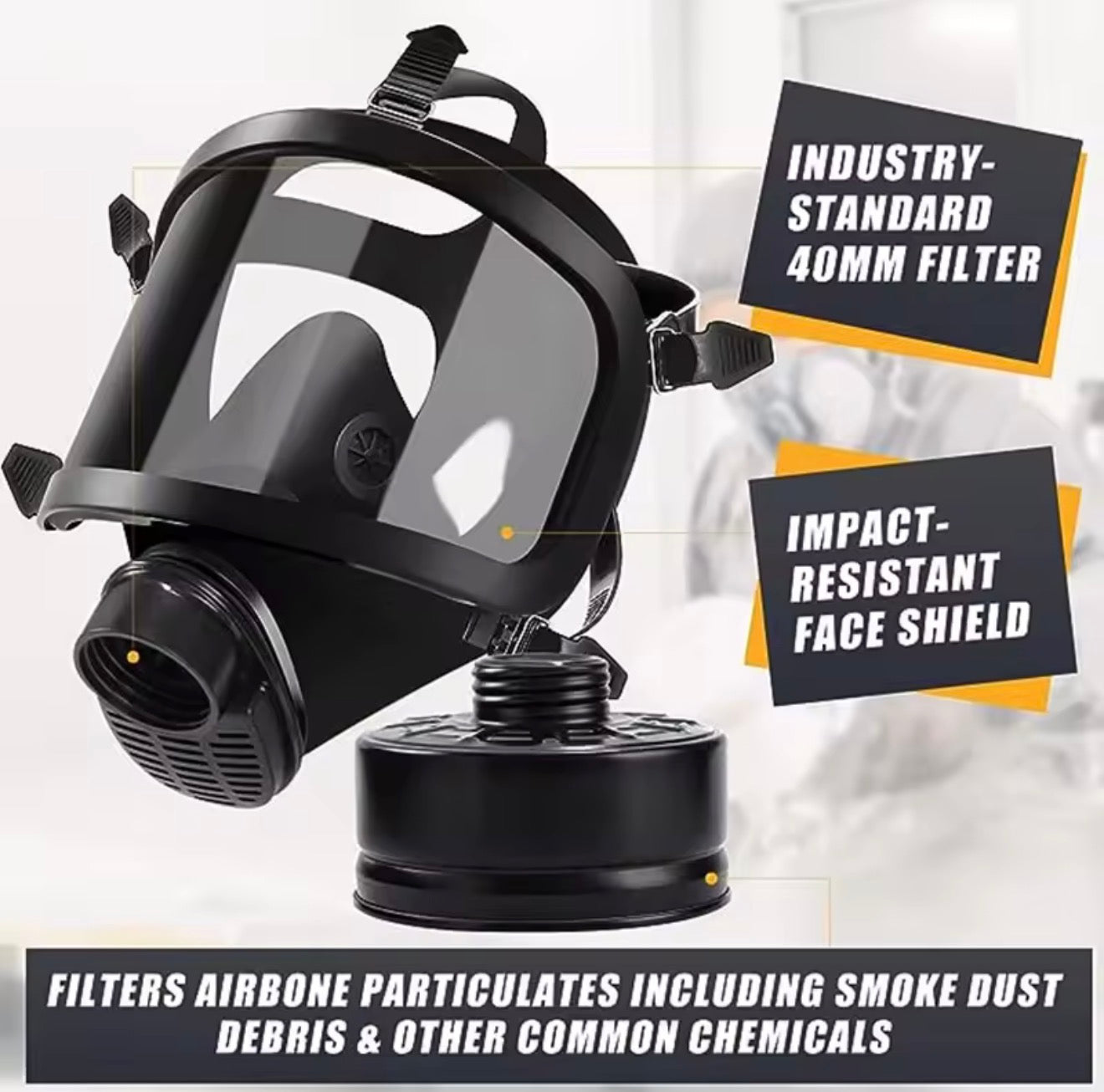 Máscara de gas tipo MF14 - Máscara facial completa, filtro respirador químico, máscara de estimulación de autoabsorción, protección contra la contaminación nuclear