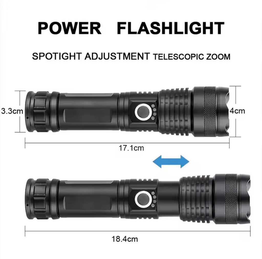 Linterna Táctica LED Recargable de Alta Potencia – Linterna de Emergencia y Supervivencia