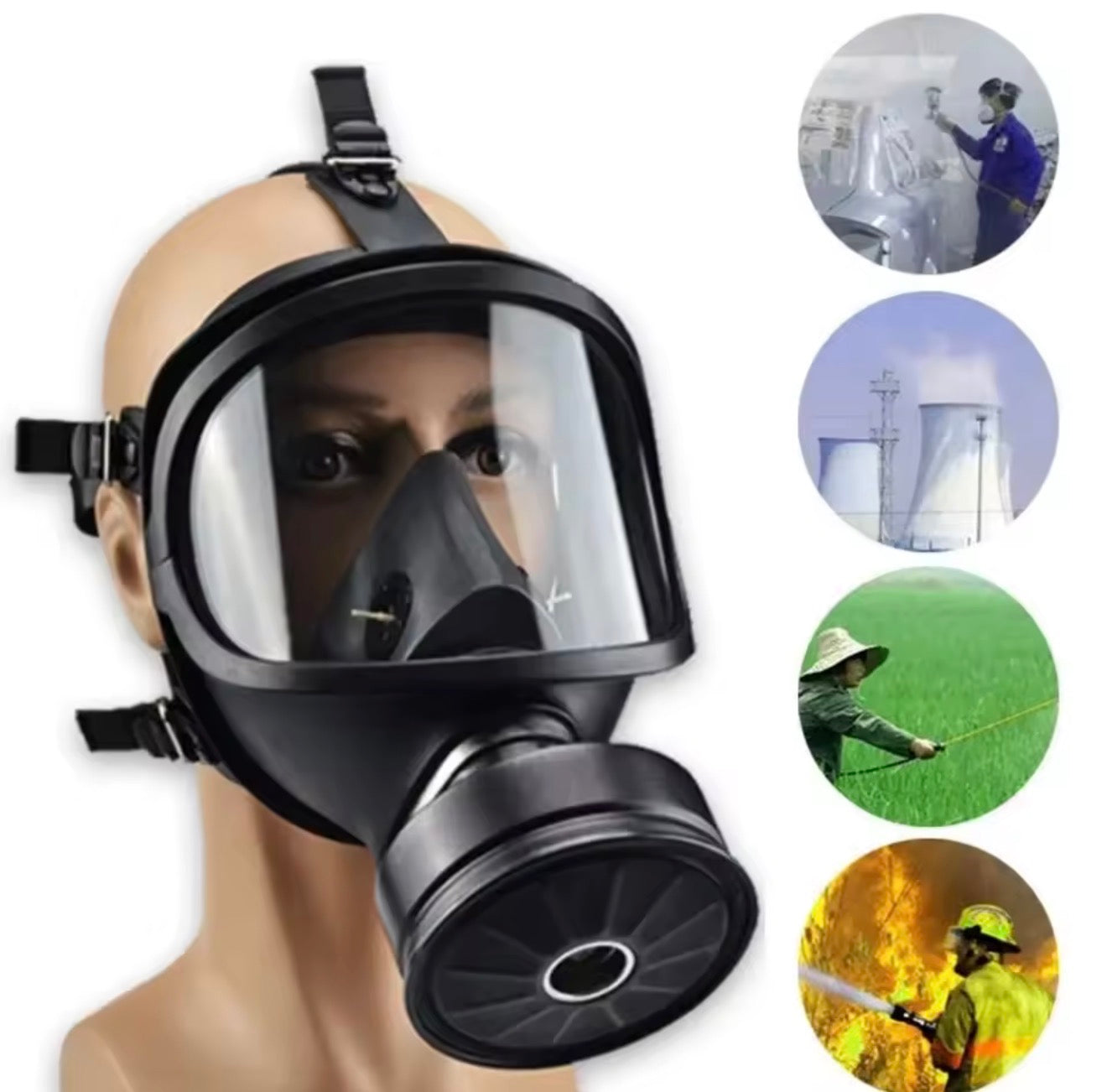 Máscara de gas tipo MF14 - Máscara facial completa, filtro respirador químico, máscara de estimulación de autoabsorción, protección contra la contaminación nuclear