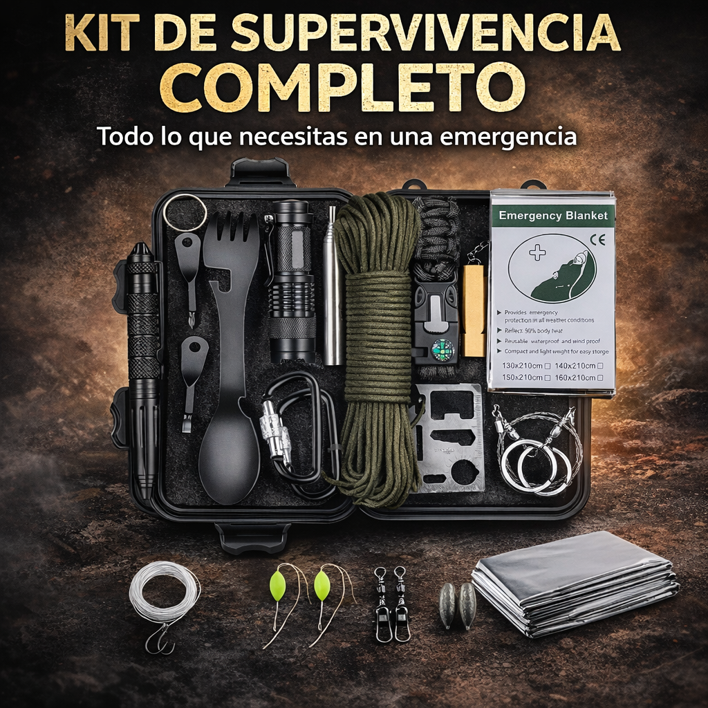 Kit de Supervivencia Multifunción – Herramientas de Emergencia para Camping, Senderismo y Aventuras